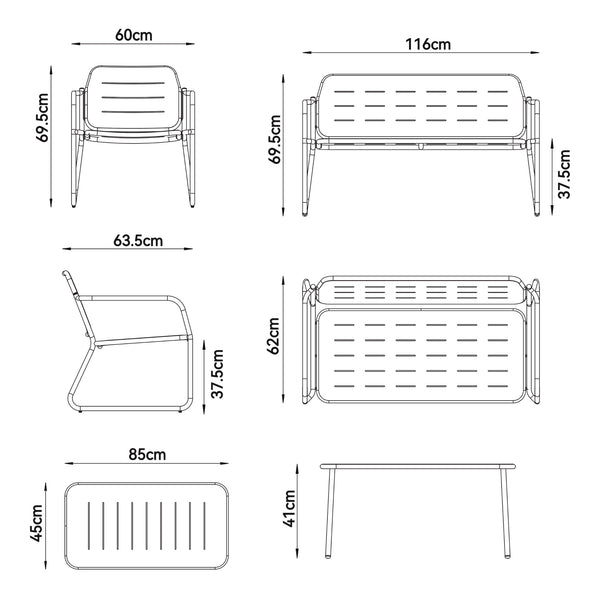 Trädgårdsmöbelset Andria Stål [casa.pro]