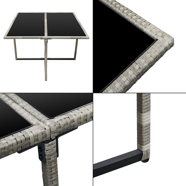 Loungeset Cieza 9 delar 1 bord 4 stolar 4 pallar med dynor [en.casa] välj modell