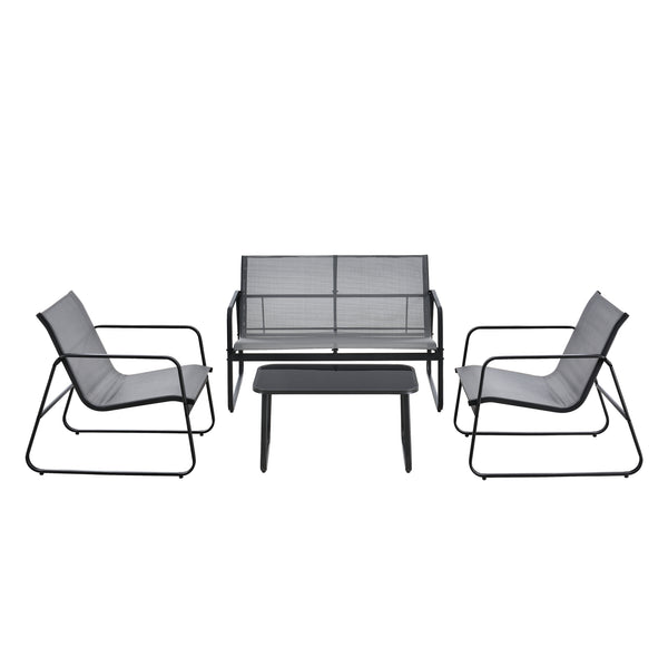 Loungegrupp Palencia för trädgården glas [en.casa]