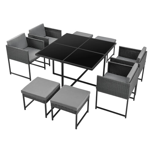 Loungeset Tarragona plats för 8 personer konstrotting [en.casa]® välj modell