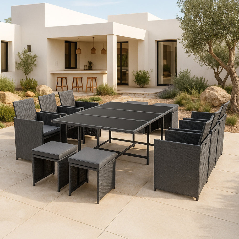 Polyrattan sittgrupp Laredo XL olika färger [en.casa] - premiumXL