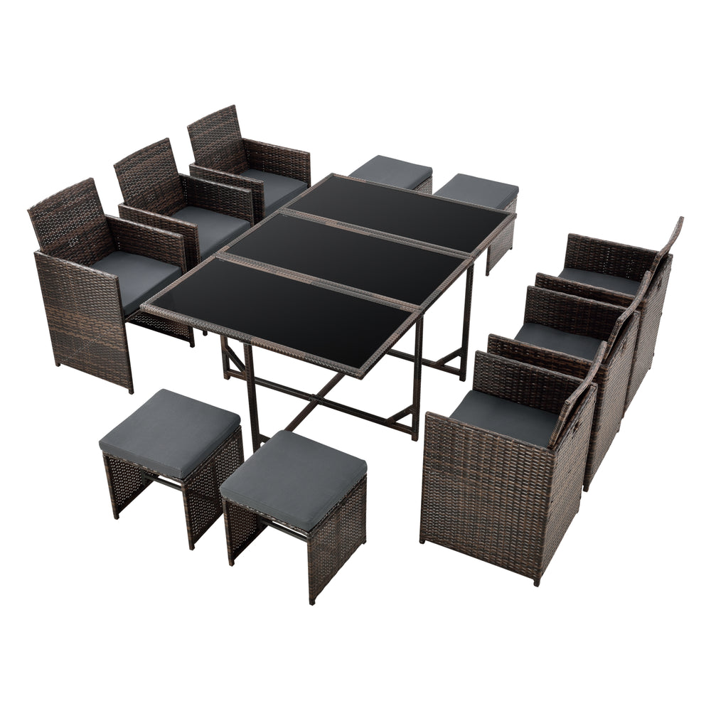 Polyrattan sittgrupp Laredo XL olika färger [en.casa] - premiumXL