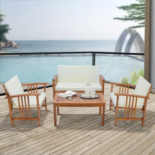 Trädgårdsmöbelset Brissogne 4 - delars Akaciaträ FSC® - certifierad [en.casa] - premiumXL