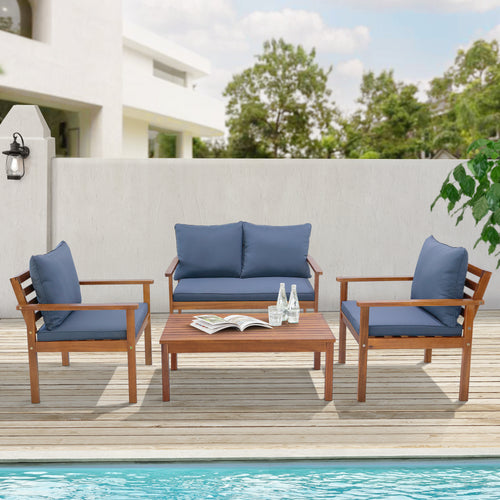 Trädgårdsmöbelset Brittoli 4 - delars Akaciaträ FSC® - certifierad [en.casa] - premiumXL