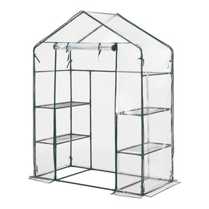Växthus Hoorn med hyllor 140x73x195cm Transparent [en.casa] - premiumXL