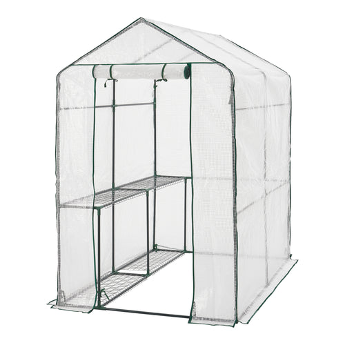 Växthus Oosterhout med hyllor 120x186x190cm Transparent [en.casa] - premiumXL