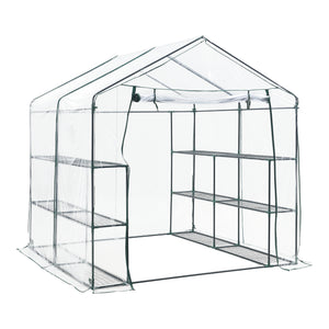 Växthus Grünau med hyllor 200x200x220cm Transparent [en.casa] - premiumXL