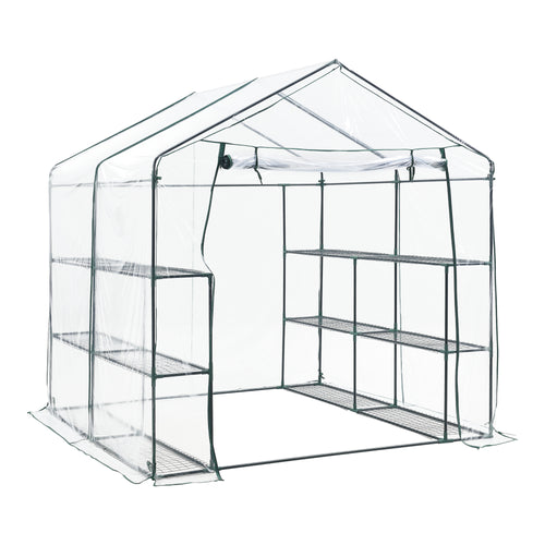 Växthus Grünau med hyllor 200x200x220cm Transparent [en.casa] - premiumXL
