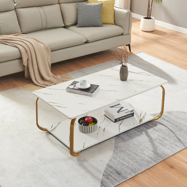 Soffbord Kolta 120x60x43 cm Marmorutseende [en.casa]