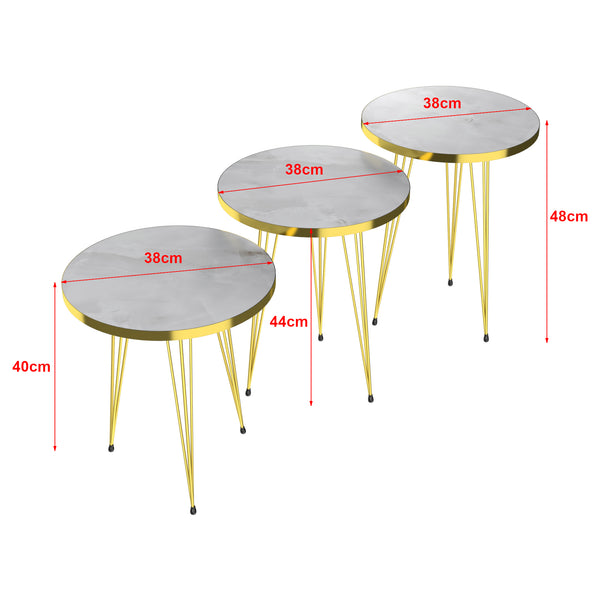Sidobord Skibby set om 3 guld [en.casa] välj modell