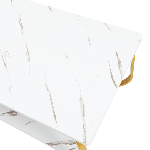 Soffbord Kolta 120x60x43 cm Marmorutseende [en.casa]