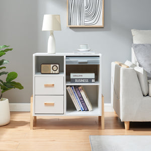 Sideboard Kvaefjord med persiennedører Hvit/Grå [en.casa]