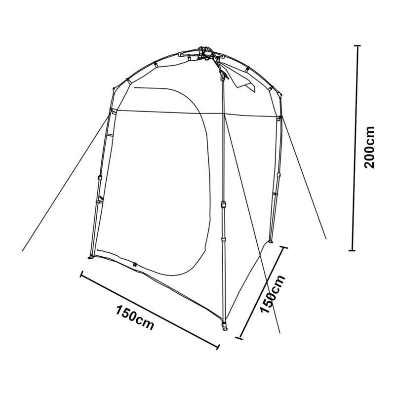 Måttskiss Pop-up duschtält Ayas 150x150x200 cm [pro.tec]