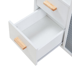 Sideboard Kvaefjord med persiennedører Hvit/Grå [en.casa]