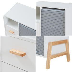 Sideboard Kvaefjord med persiennedører Hvit/Grå [en.casa]