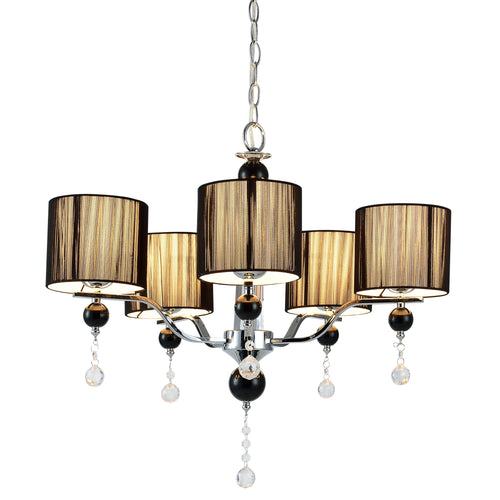 [lux.pro]® Elegant ljuskrona Chrom Black-krom/svart-5xE14