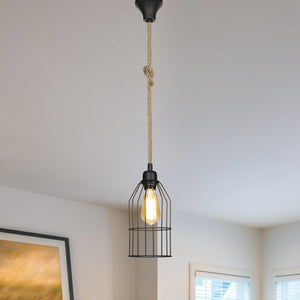 Taklampa Ashford 24 x 14 cm 1-ljus svart / jutefärgad [lux.pro]
