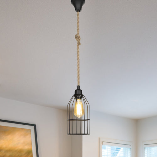 Taklampa Ashford 24 x 14 cm 1-ljus svart / jutefärgad [lux.pro]