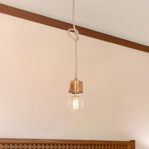 Pendellampa Corby E27 metall massivt trä juterep svart / träutseende / jutefärger [lux.pro]