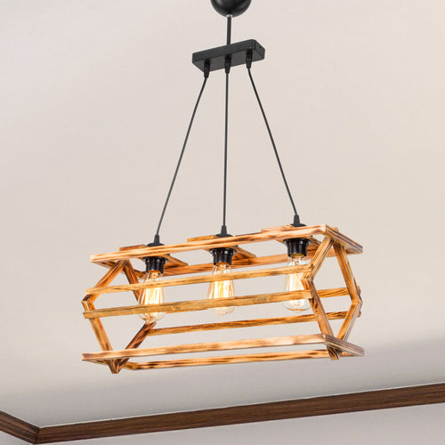 Kettering taklampa i massivt trä 2xE27 / 3xE27 svart / träutseende i olika storlekar [lux.pro]
