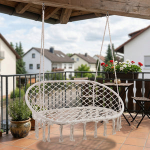 Hängstol Kailua för 2 personer 135x129x65 cm Krämvit [casa.pro]