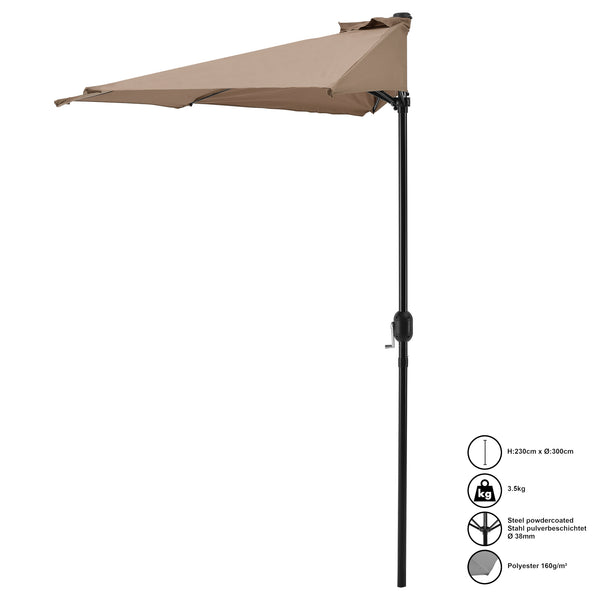 [casa.pro]® Halvcirkelformad parasoll-i olika färger