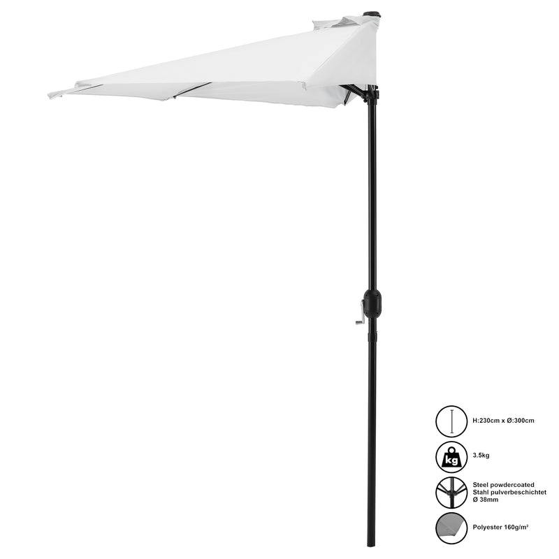 Måttskiss [casa.pro]® Halvcirkelformad parasoll-i olika färger