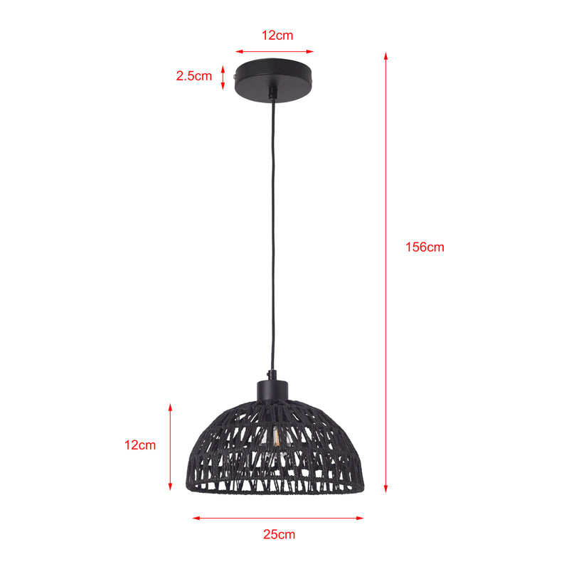 Måttskiss Taklampa Alton Metall+Rattan [lux.pro]