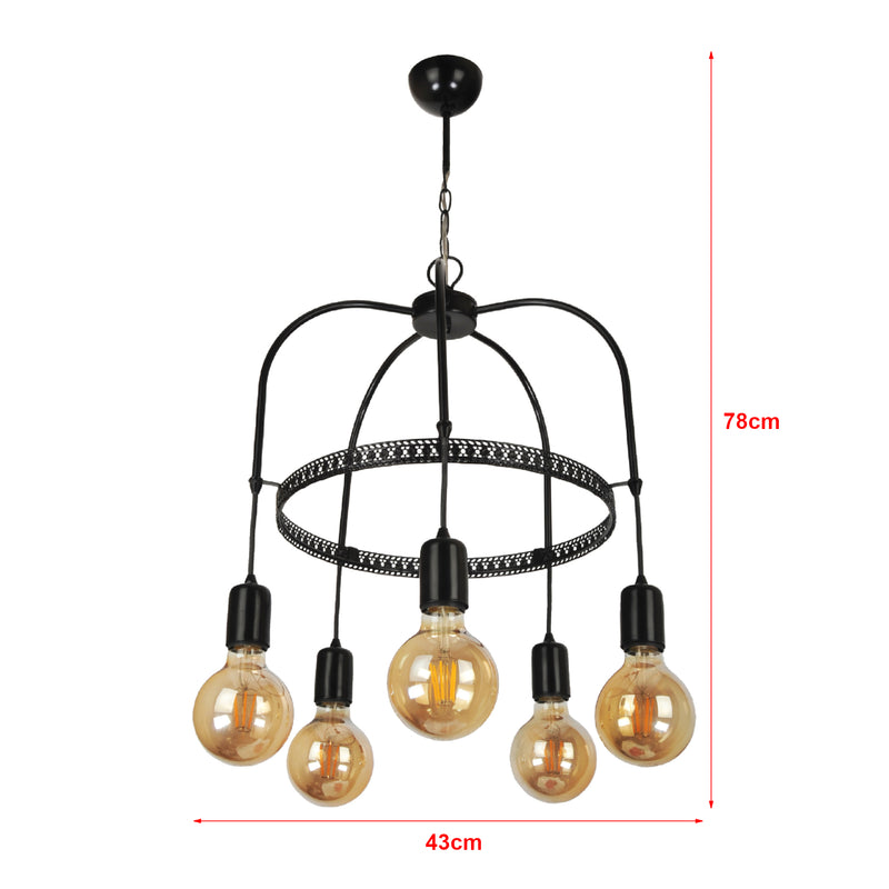 Måttskiss Taklampa Llandudno E27 metall i olika färger och storlekar [lux.pro]