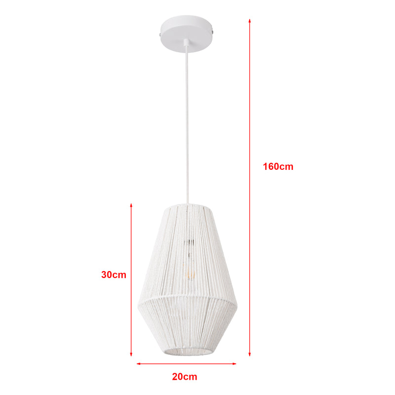 Måttskiss Pendellampa med rep Newtownabbey i olika färger [lux.pro]