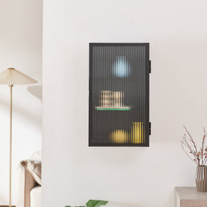 Väggskåp Zundert med räfflad glasdörr 60x35x15 cm stål [en.casa]