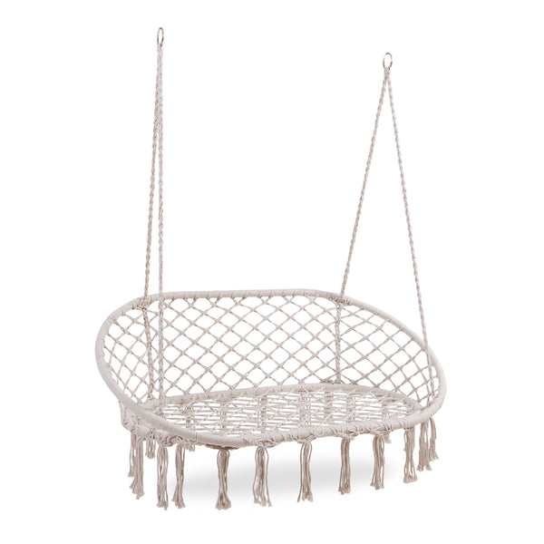 Hängstol Kailua för 2 personer 135x129x65 cm Krämvit [casa.pro]