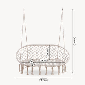 Hängstol Kailua för 2 personer 135x129x65 cm Krämvit [casa.pro]