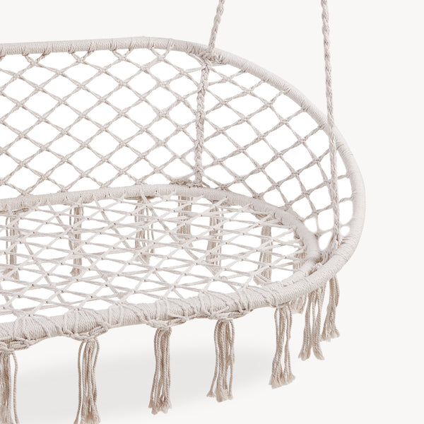 Hängstol Kailua för 2 personer 135x129x65 cm Krämvit [casa.pro]