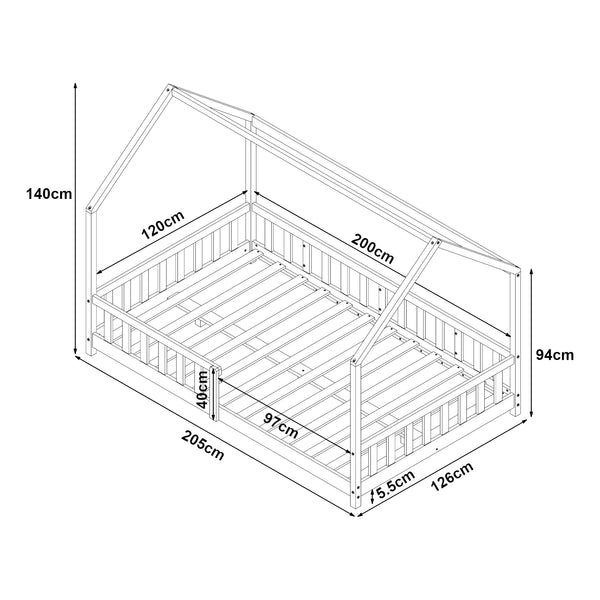 Hussäng Hesel inkl. madrass furu [en.casa]