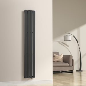 Designradiator Nore Svart 180x30cm Enkelrad 598W [neu.haus]