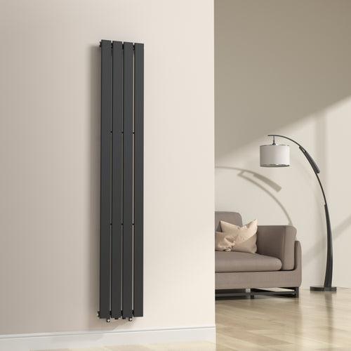 Designradiator Nore Svart 180x30cm Enkelrad 598W [neu.haus]