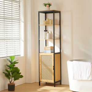 Högskåp Tervola 172x40x35cm bambu svart [en.casa] - premiumXL