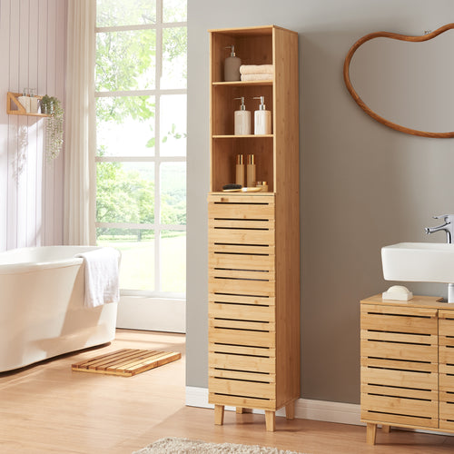 Högskåp Epind 180x33x30 cm bambu [en.casa] - premiumXL