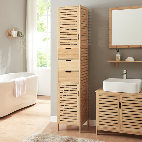 Högskåp Boksereys 180x35x35 cm bambu [en.casa] - premiumXL