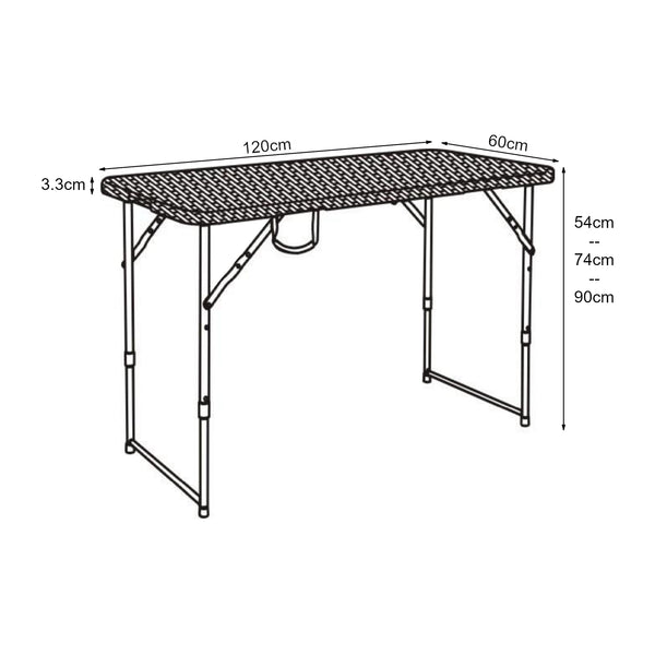 Hopfällbart campingbord Adelfia 120x60 cm [en.casa]