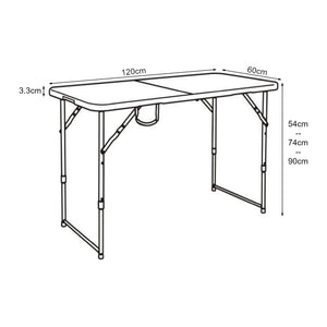 Hopfällbart campingbord Adelfia 120x60 cm [en.casa]