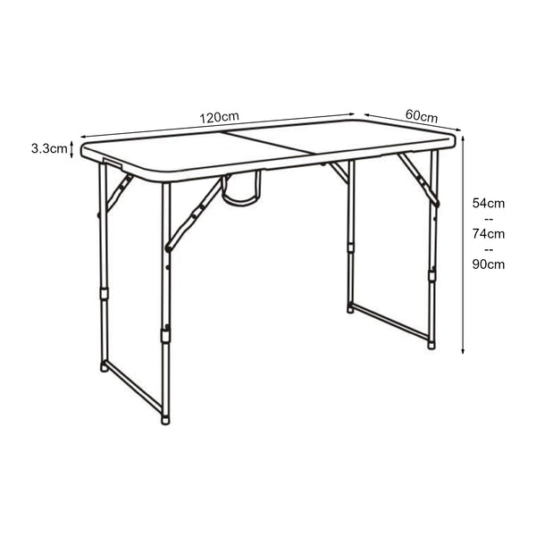 Hopfällbart campingbord Adelfia 120x60 cm [en.casa]