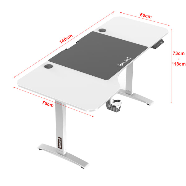 Höj och sänkbart skrivbord Oxnard sitt/stå L-format 160x60/75 cm [pro.tec] välj modell