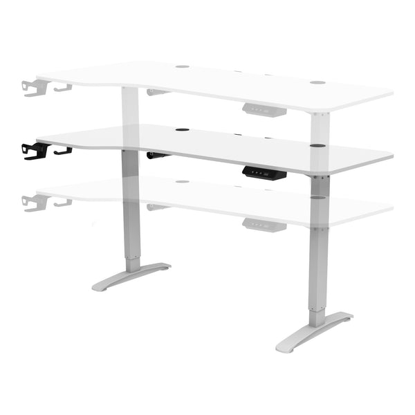 Höj och sänkbart skrivbord Oxnard sitt/stå L-format 160x60/75 cm [pro.tec] välj modell