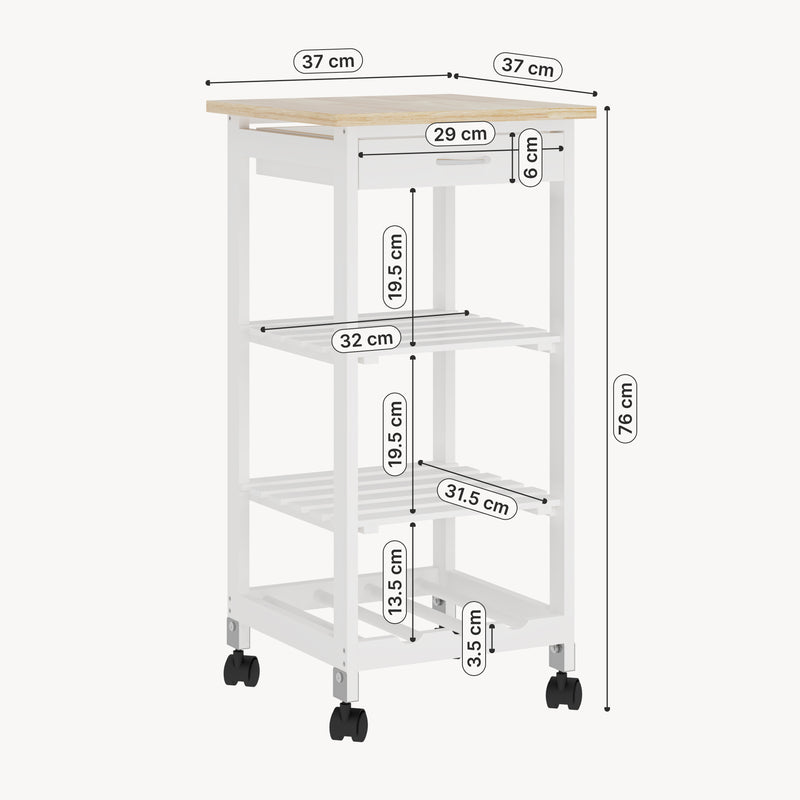 Måttskiss Serveringsvagn Biel 76x37x37 cm [en.casa]