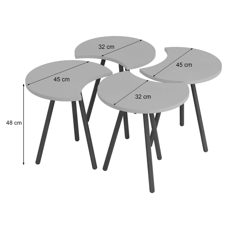 Måttskiss Soffbord Højer i 4-pack 48 x 45 x 32 cm olika färger [en.casa]