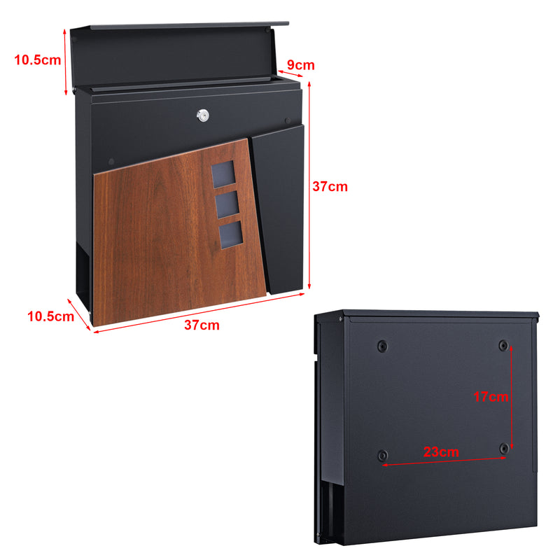 Måttskiss Postlåda Alfstedt brevlåda 37x37x10,5 cm [en.casa] välj modell