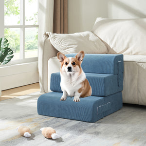 Husdjurstrappa Joelerhatra 4 - delad 45x50x45 cm Cord Blå [en.casa] - premiumXL