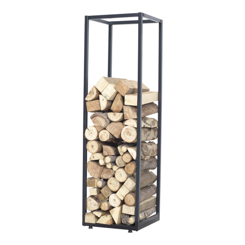 Vedställ Tornved stål 35x35x120 cm svart [en.casa] - premiumXL
